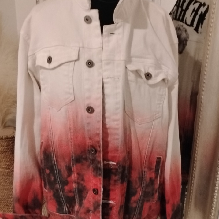 Vie+Riche White Blue Jean Angel Jacket Size Large